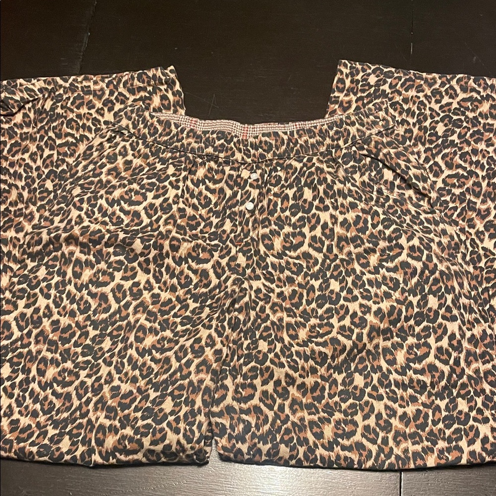 Aerie Brown Plaid and Leopard Lounge Pants